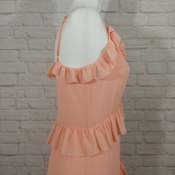 AM Michael Kors Pink Ruffled Tiered Midi Maxi Dress NWT S Coquette Feminine Cute - Picture 6 of 13